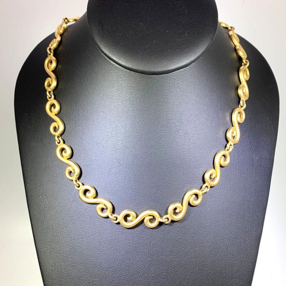 Edwin Pearl Necklace Gold Tone S Link Rare Vintage Signed